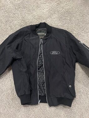 Ford Black Quilted-Lined Bomber Jacket